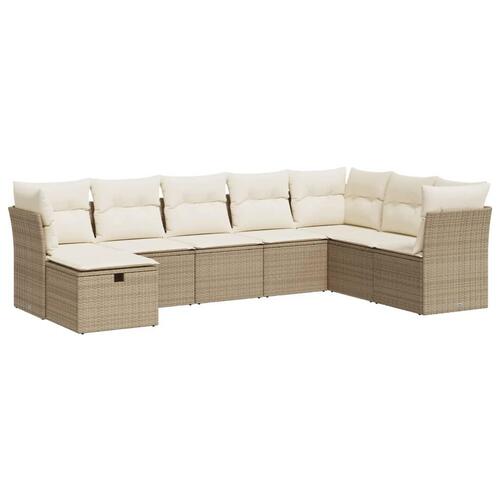 Sofasæt til haven 8 dele med hynder polyrattan beige