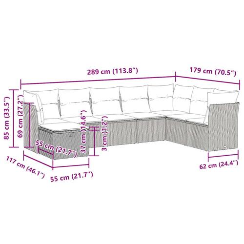 Sofasæt til haven 8 dele med hynder polyrattan beige