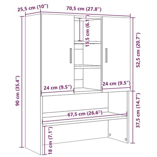 Vaskemaskineskab 70,5x25,5x90 cm betongrå