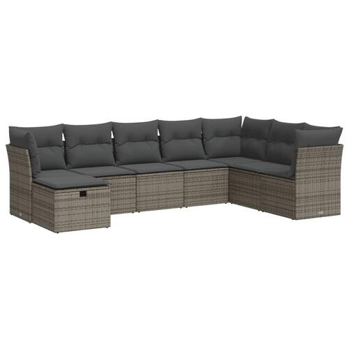 Sofasæt til haven 8 dele med hynder polyrattan grå