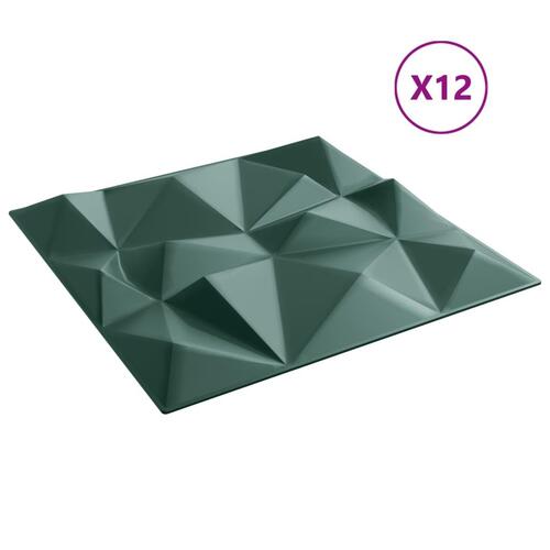 Vægpaneler 12 stk. 50x50 cm 3 m² XPS diamant grøn