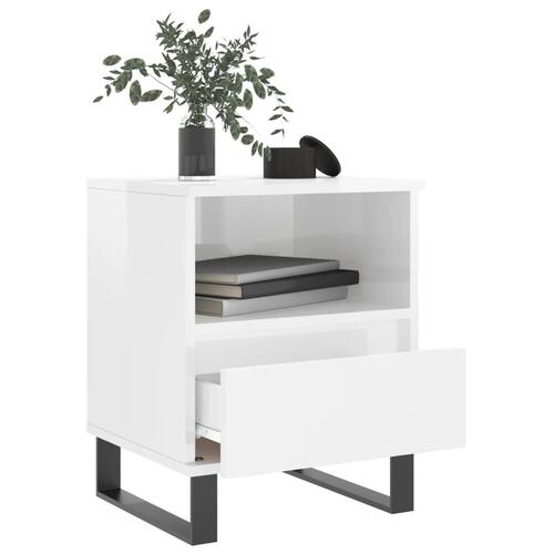 Sengeskab 40x35x50 cm konstrueret træ hvid højglans