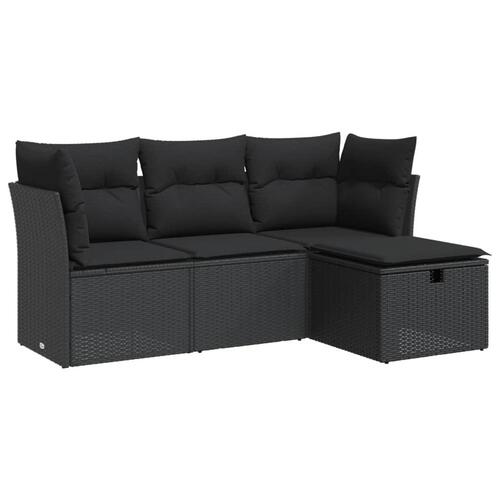 Sofasæt til haven 4 dele med hynder polyrattan sort