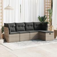 Sofasæt 5 dele med hynder polyrattan grå