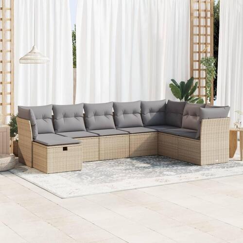 Sofasæt til haven 8 dele med hynder polyrattan beige