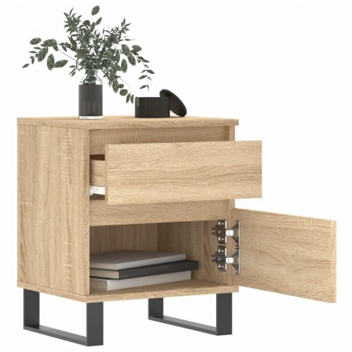 Sengebord 40×35×50 cm i konstrueret træ - sonoma-eg med metalben