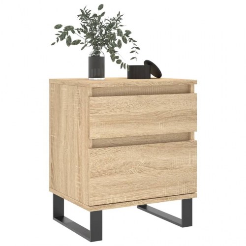 Sengebord 40×35×50 cm i konstrueret træ - sonoma-eg med metalben