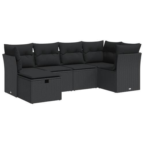 Sofasæt til haven 6 dele med hynder polyrattan sort