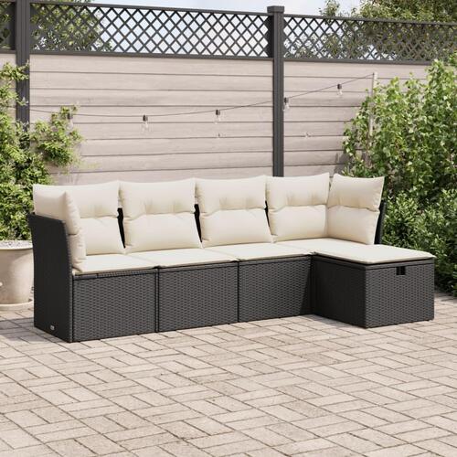 Sofasæt til haven 5 dele med hynder polyrattan sort