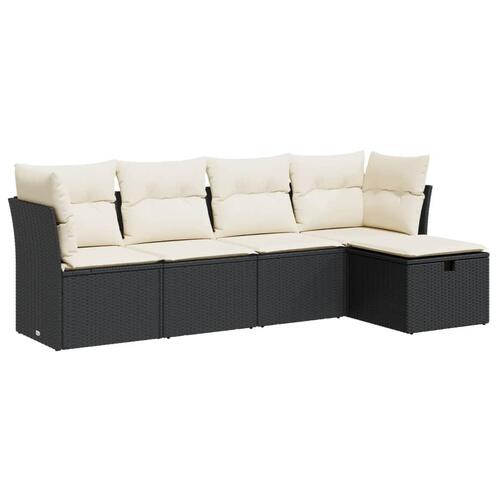 Sofasæt til haven 5 dele med hynder polyrattan sort