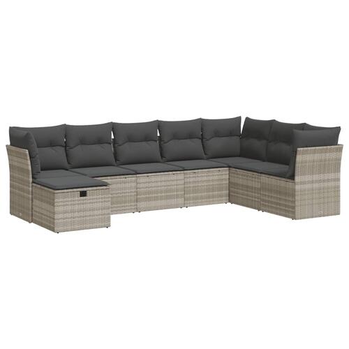 Sofasæt til haven 8 dele med hynder polyrattan lysegrå