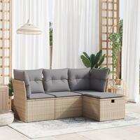 Sofasæt til haven 4 dele med hynder polyrattan beige