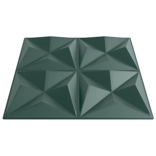 Vægpaneler 24 stk. 50x50 cm 6 m² XPS origami grøn
