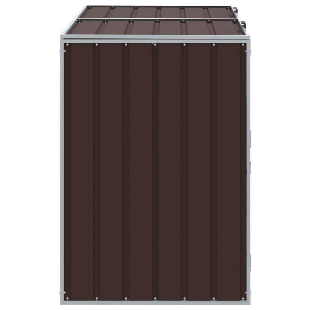 Skraldespandsskjuler 144x81x113 cm 1 rum stål brun