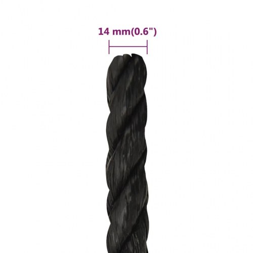Arbejdsreb 14 mm - 250 m polypropylen, sort