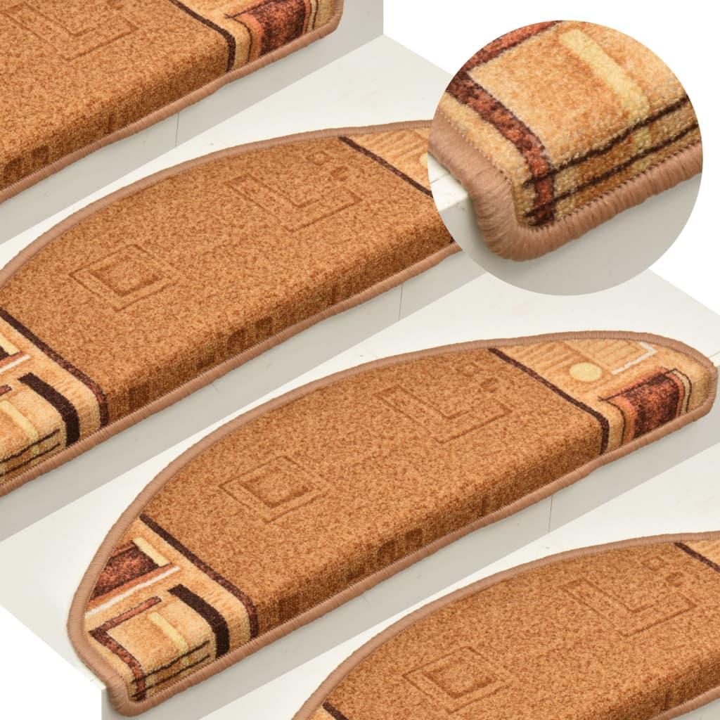 Selvklæbende trappemåtter 5 stk. 65x21x4 cm beige