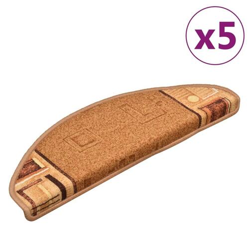 Selvklæbende trappemåtter 5 stk. 65x21x4 cm beige