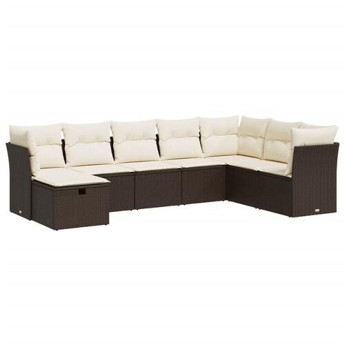 Sofasæt til haven 8 dele med hynder polyrattan brun