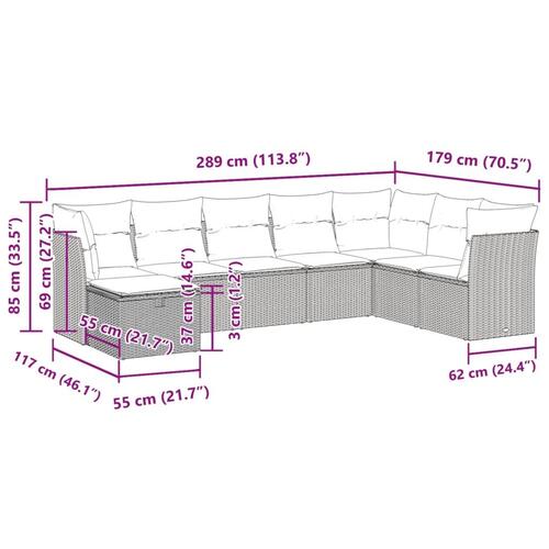Sofasæt til haven 8 dele med hynder polyrattan brun