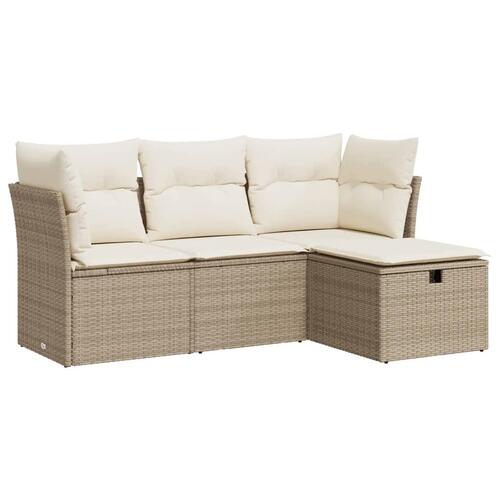Sofasæt til haven 4 dele med hynder polyrattan beige