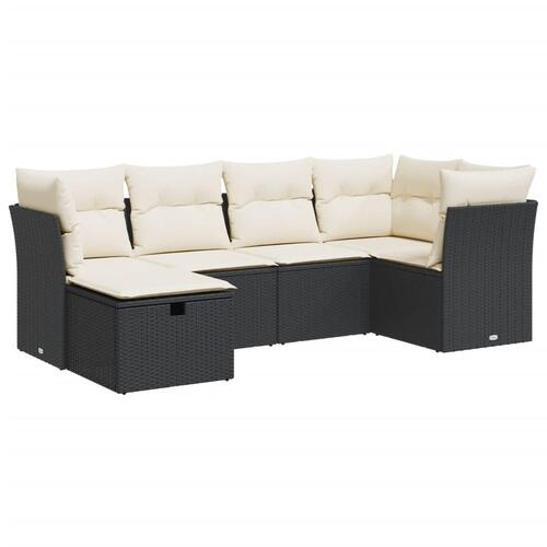 Sofasæt til haven 6 dele med hynder polyrattan sort