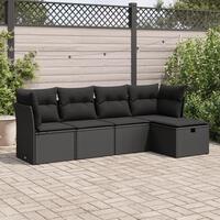 Sofasæt til haven 5 dele med hynder polyrattan sort