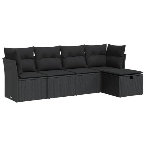 Sofasæt til haven 5 dele med hynder polyrattan sort