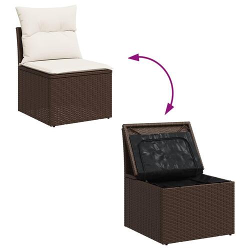 Sofasæt til haven 6 dele med hynder polyrattan brun