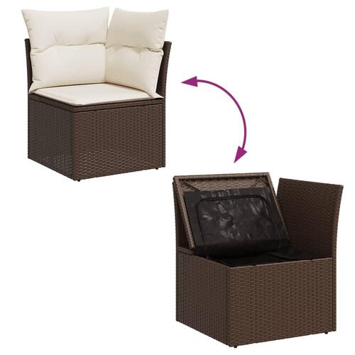 Sofasæt til haven 6 dele med hynder polyrattan brun