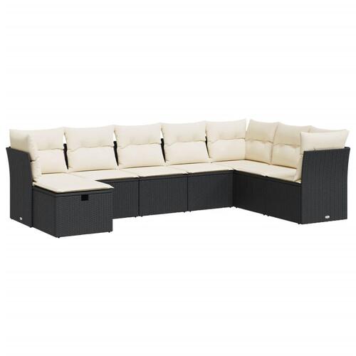 Sofasæt til haven 8 dele med hynder polyrattan sort