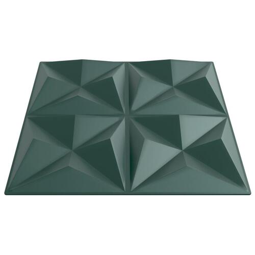Vægpaneler 12 stk. 50x50 cm 3 m² XPS origami grøn
