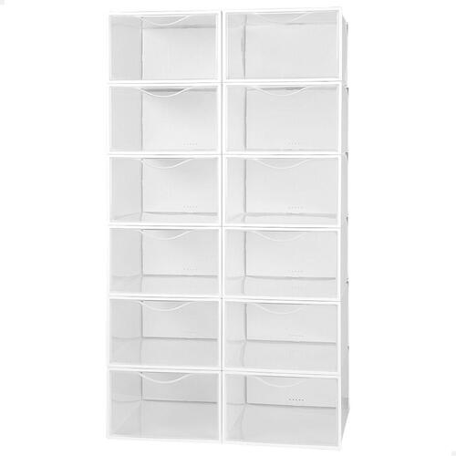 Stackable shoe box Max Home Hvid 12 enheder polypropylen ABS 23 x 14,5 x 33,5 cm (OUTLET A)