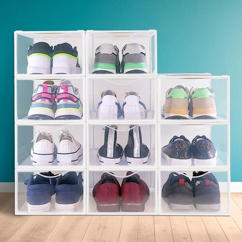 Stackable shoe box Max Home Hvid 12 enheder polypropylen ABS 23 x 14,5 x 33,5 cm (OUTLET A)
