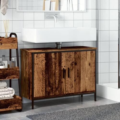 Vaskeskab 80x30x60 cm konstrueret træ gammelt trælook
