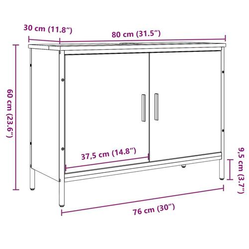 Vaskeskab 80x30x60 cm konstrueret træ gammelt trælook