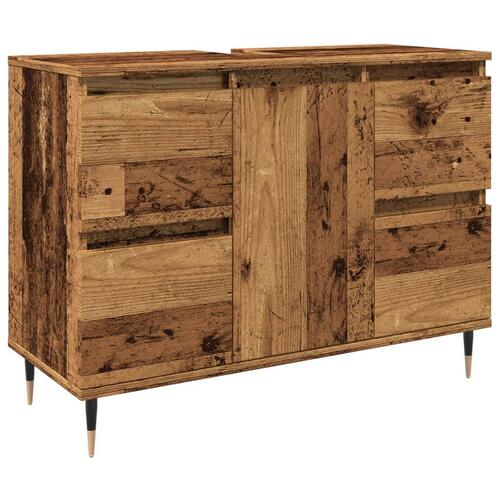 Badeværelsesskab 80x33x60 cm konstrueret træ gammelt træ-look