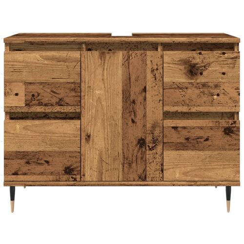 Badeværelsesskab 80x33x60 cm konstrueret træ gammelt træ-look