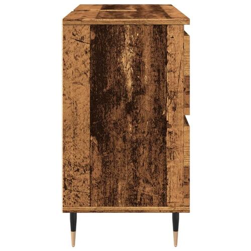Badeværelsesskab 80x33x60 cm konstrueret træ gammelt træ-look