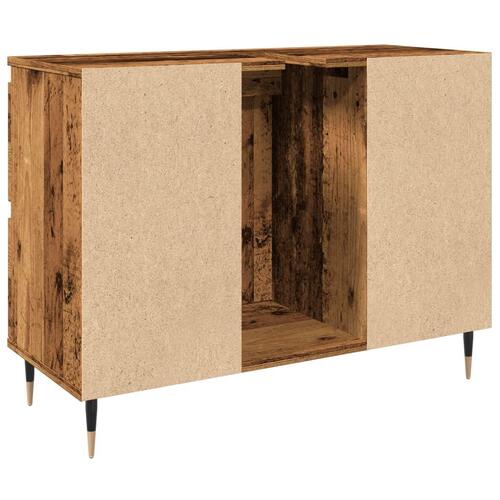 Badeværelsesskab 80x33x60 cm konstrueret træ gammelt træ-look