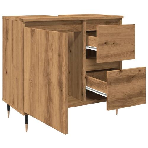 Badeværelsesskab 65x33x60 cm konstrueret træ kunsteg