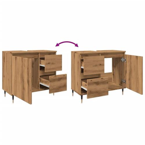 Badeværelsesskab 65x33x60 cm konstrueret træ kunsteg