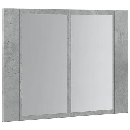Skab med spejl og LED-lys 60x12x45 cm konstrueret træ betongrå