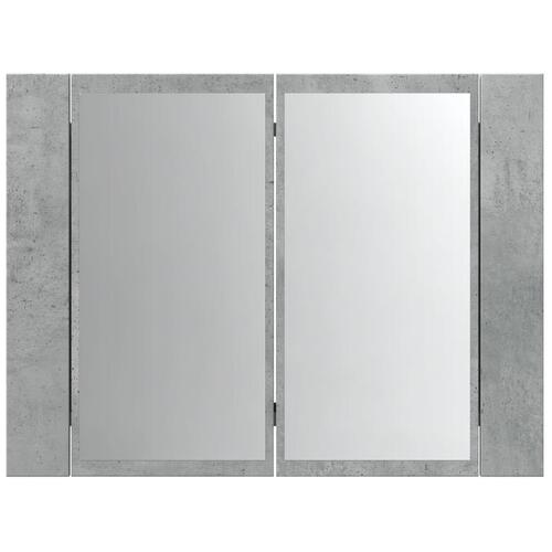 Skab med spejl og LED-lys 60x12x45 cm konstrueret træ betongrå