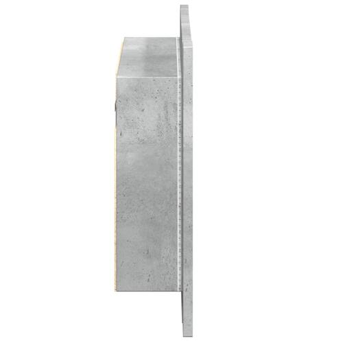 Skab med spejl og LED-lys 60x12x45 cm konstrueret træ betongrå