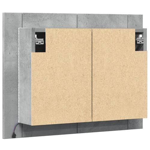 Skab med spejl og LED-lys 60x12x45 cm konstrueret træ betongrå