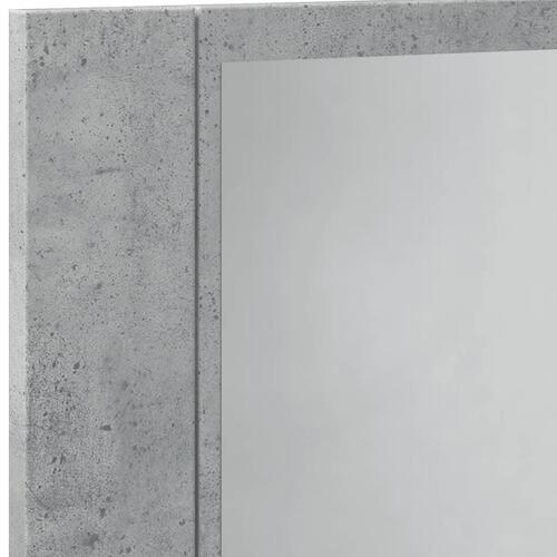 Skab med spejl og LED-lys 60x12x45 cm konstrueret træ betongrå