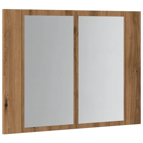 Spejlskab m. LED-lys 60x12x45 cm konstrueret træ kunsteg