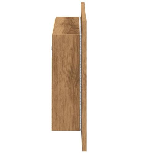 Spejlskab m. LED-lys 60x12x45 cm konstrueret træ kunsteg