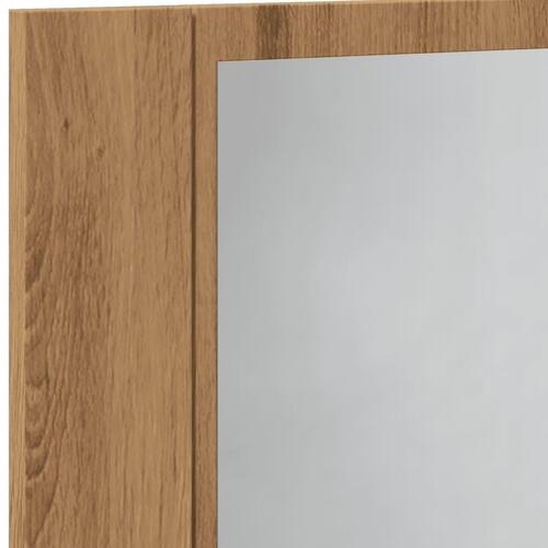 Spejlskab m. LED-lys 60x12x45 cm konstrueret træ kunsteg
