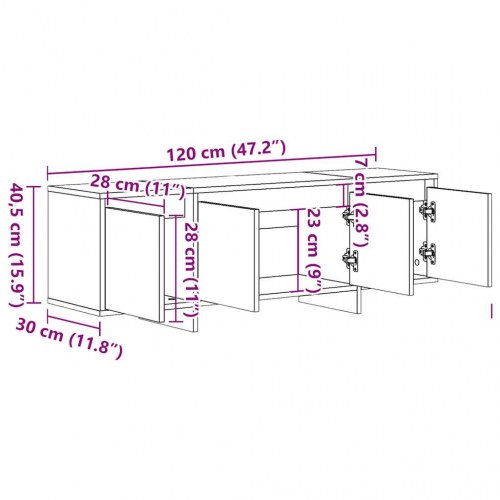 Tv-bord i konstrueret træ - 120 × 30 × 40,5 cm, kunsteg